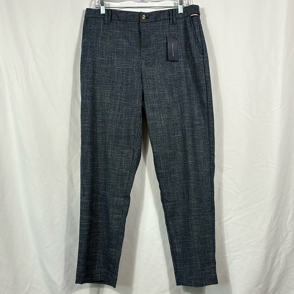 Tommy Hilfiger Houndstooth Blue Berkshire Ankle Trouser Dress Pants | Size Large - Picture 1 of 9